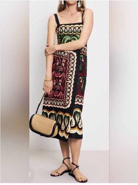 FARM Rio Dresses & Skirts - Farm Rio Tropical Print Midi Wrap Dress Linen Blend size XL